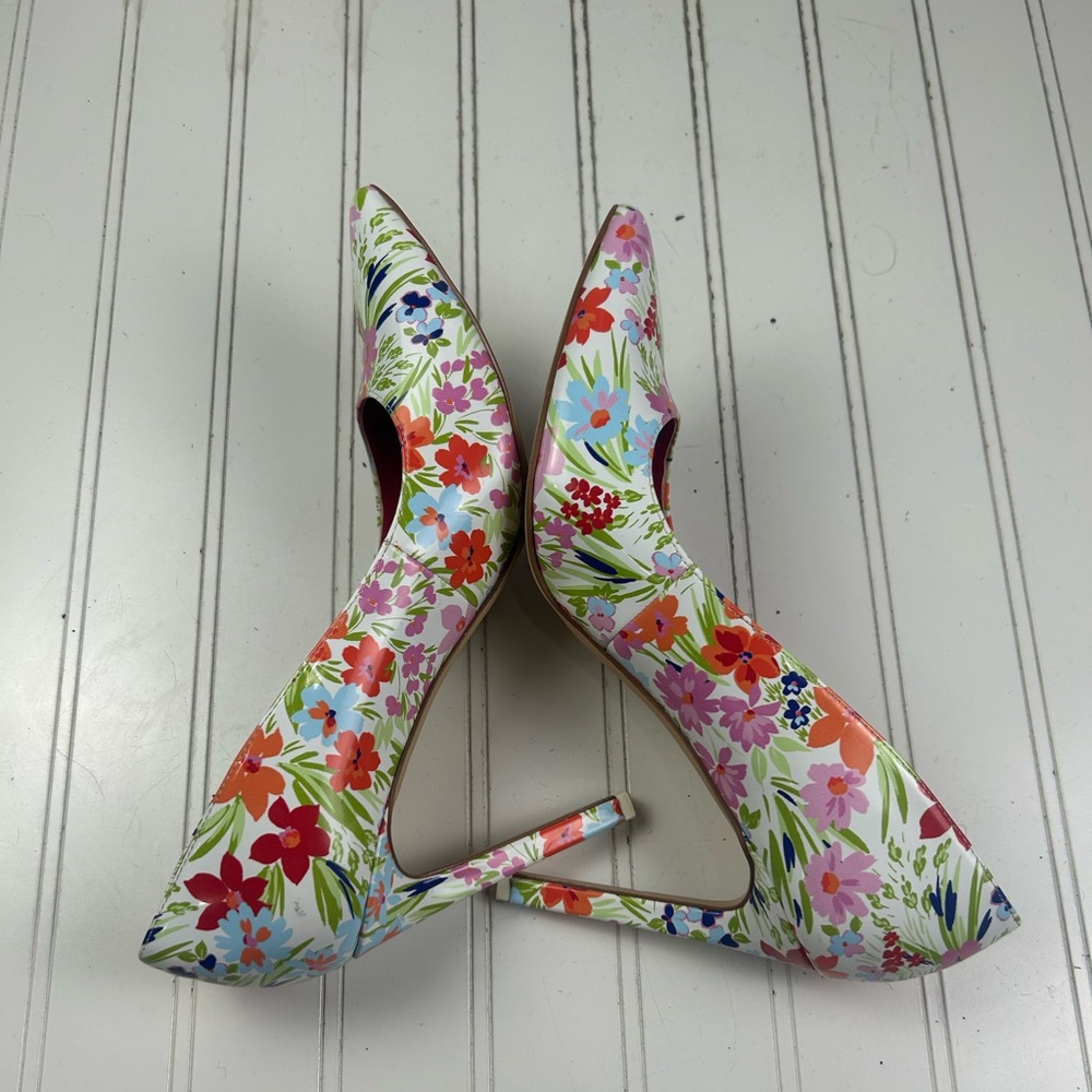 Nine West Tatiana White Multi Color Pointy Toe Stiletto Pumps Women’s Size 9M - Picture 6 of 9